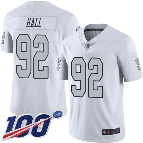 Men Oakland Raiders Limited White P J Hall Jersey NFL Football 92 100th Season Rush Vapor Untouchable Jersey